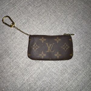Louis Vuitton Brown Monogram Pouch with Gold Chain